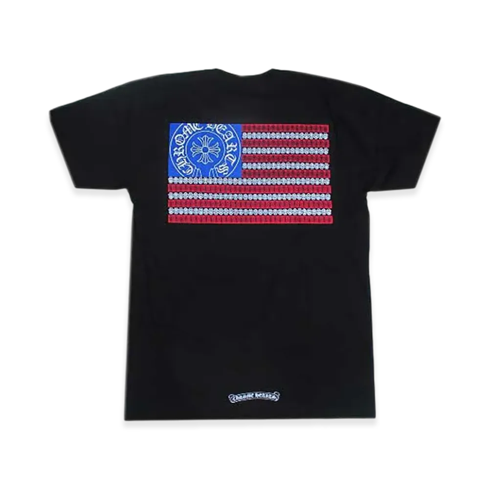 Chrome Hearts American Flag Back Print Crewneck T-Shirt "Black/Red/Blue"