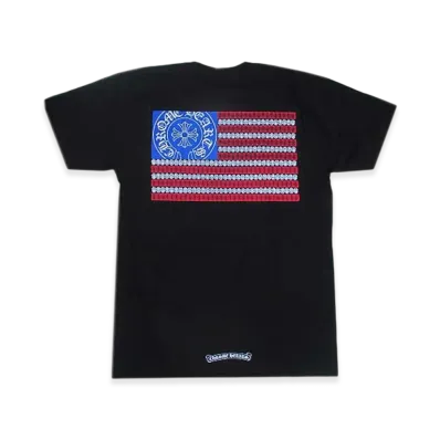 Chrome Hearts American Flag Back Print Crewneck T-Shirt "Black/Red/Blue"