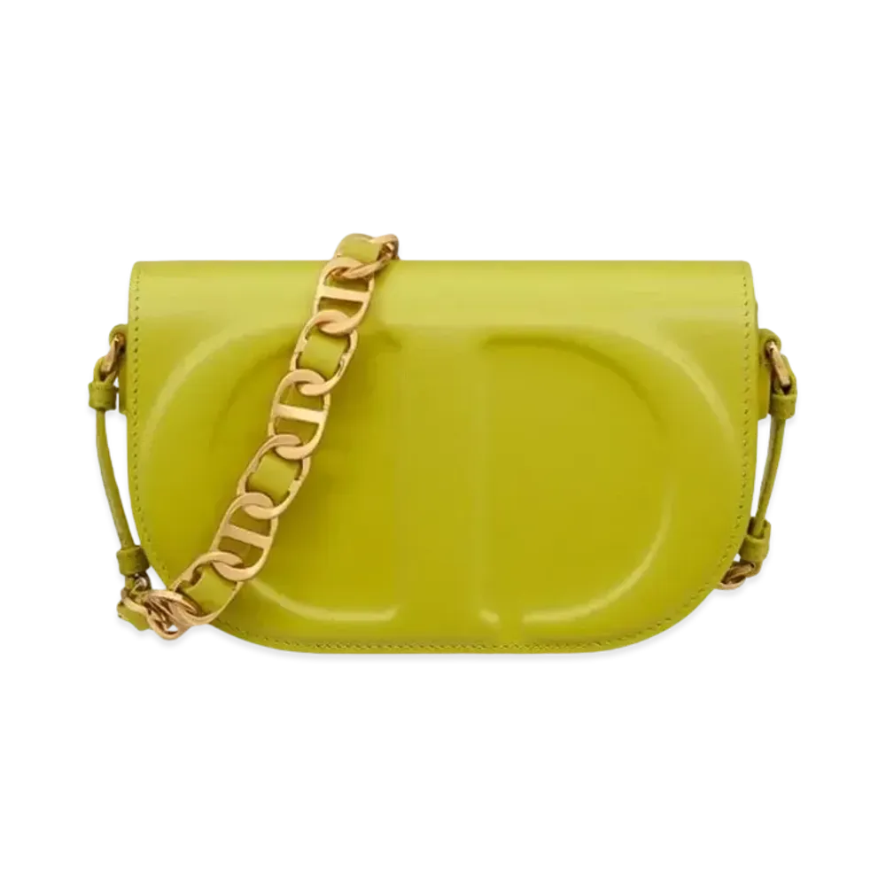 Dior CD Signature Bag Strap CD Embossed Box Calfskin "Lime Yellow"