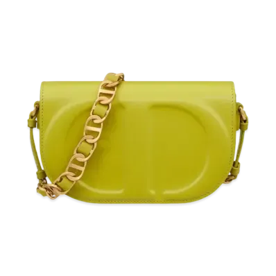Dior CD Signature Bag Strap CD Embossed Box Calfskin "Lime Yellow"