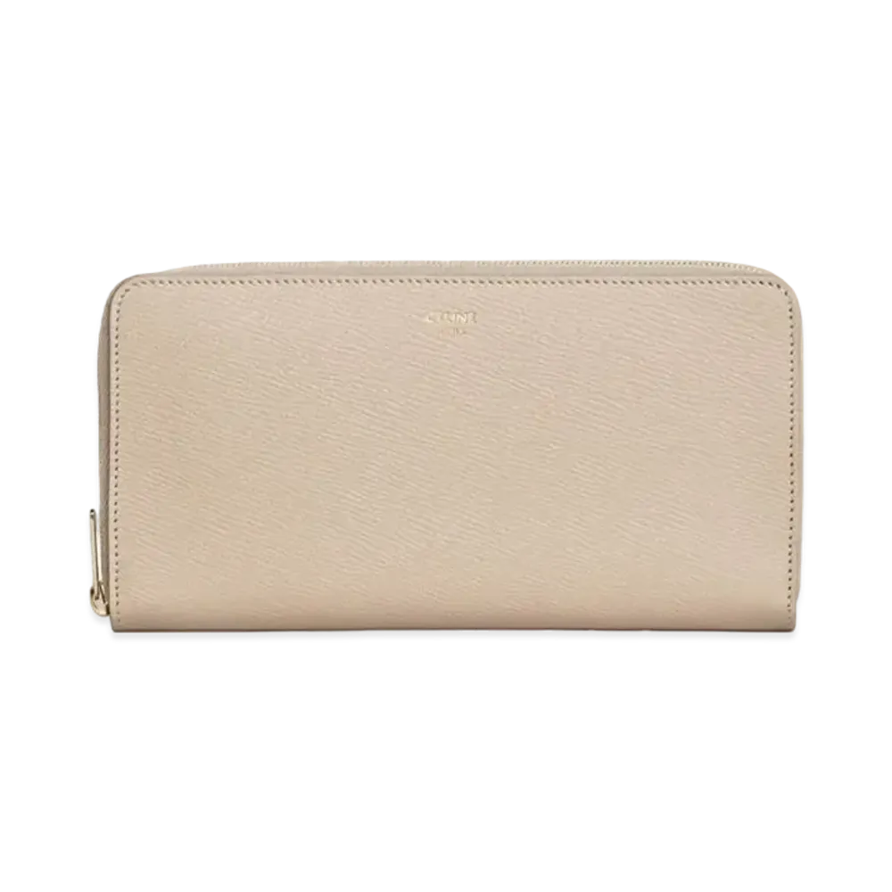 CELINE Large Zipped Wallet in Grained Calfskin  "Nude"