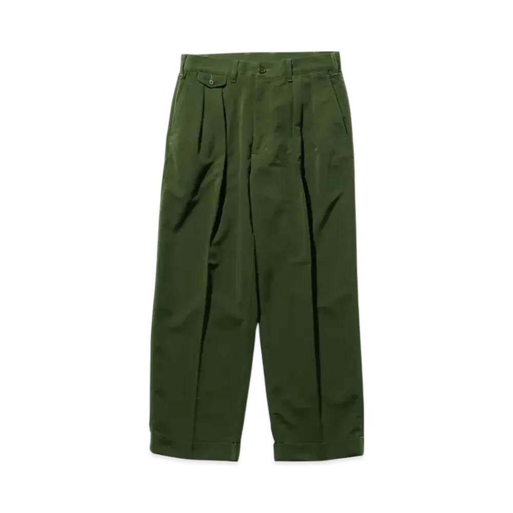 BEAMS 2 Pleats Trousers PE Twill "Green"