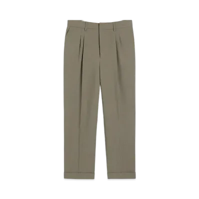 AMI PARIS Wool Carrot-Fit Pants "GrisFume"
