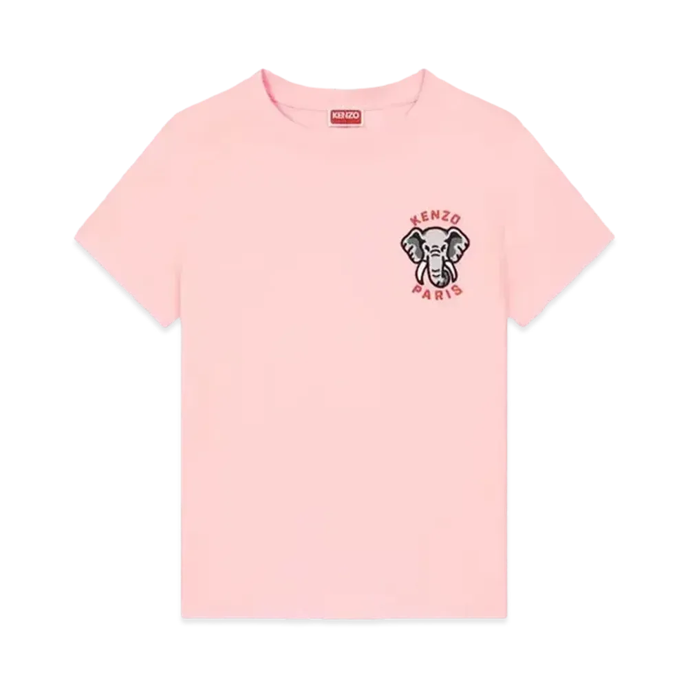 KENZO 'ELEPHANT' Embroidered T-Shirt "Faded Pink"
