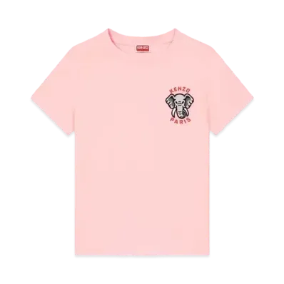 KENZO 'ELEPHANT' Embroidered T-Shirt "Faded Pink"