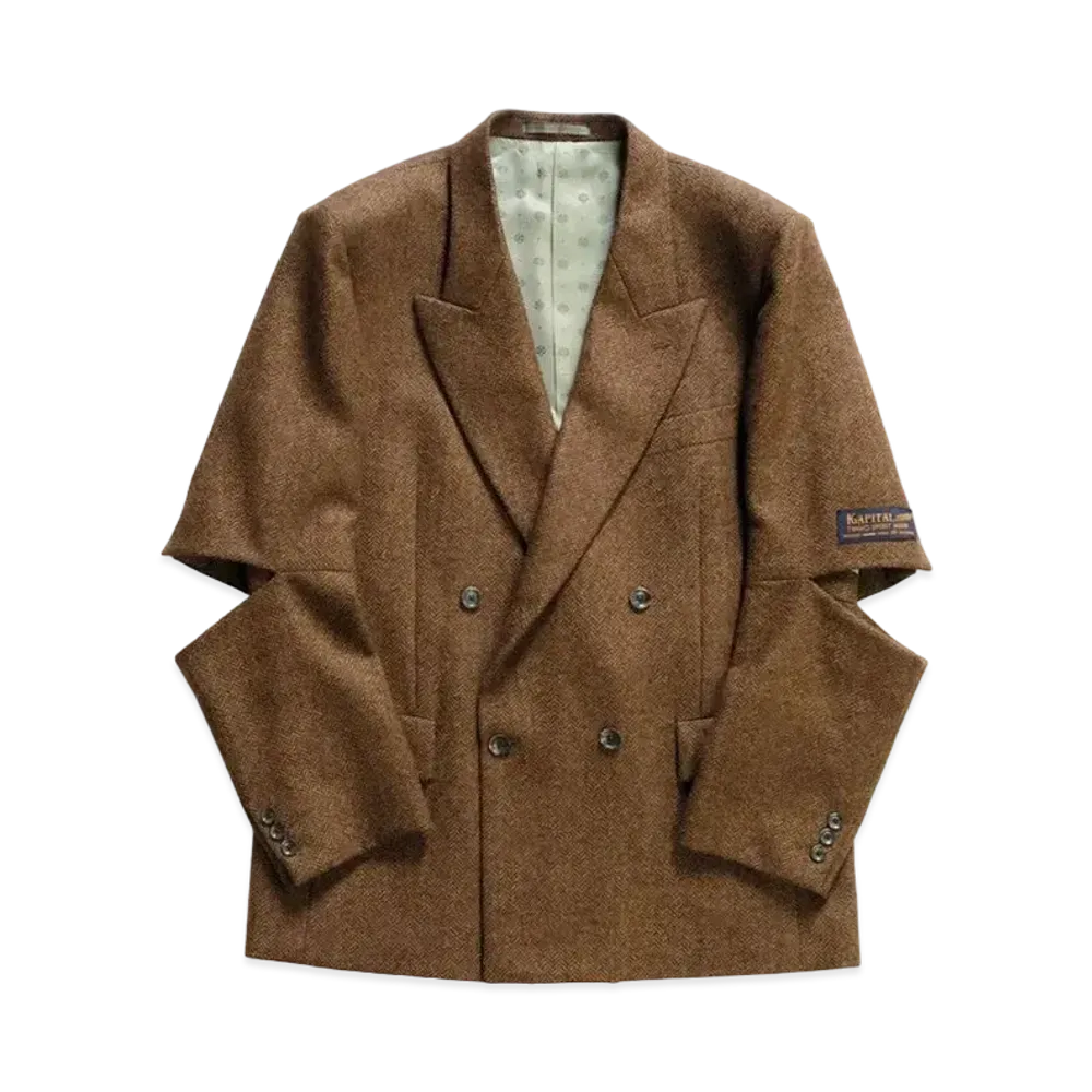 KAPITAL Herringbone Tweed Cut Out Elbow W Jacket "Gold khaki"