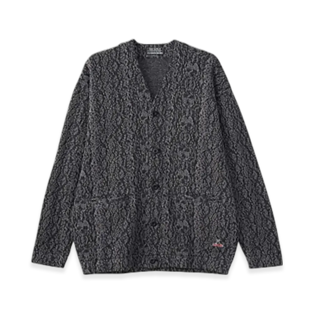HYSTERIC GLAMOUR Speak No Evil Patch Cardigan "Charcoal Gray"