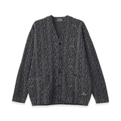 HYSTERIC GLAMOUR Speak No Evil Patch Cardigan "Charcoal Gray"