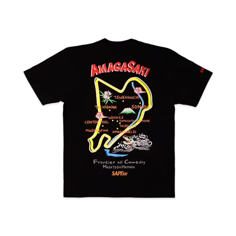 SAPEur x MASATOSHI HAMADA Kids Amagasaki Map S/S Tee "Black"
