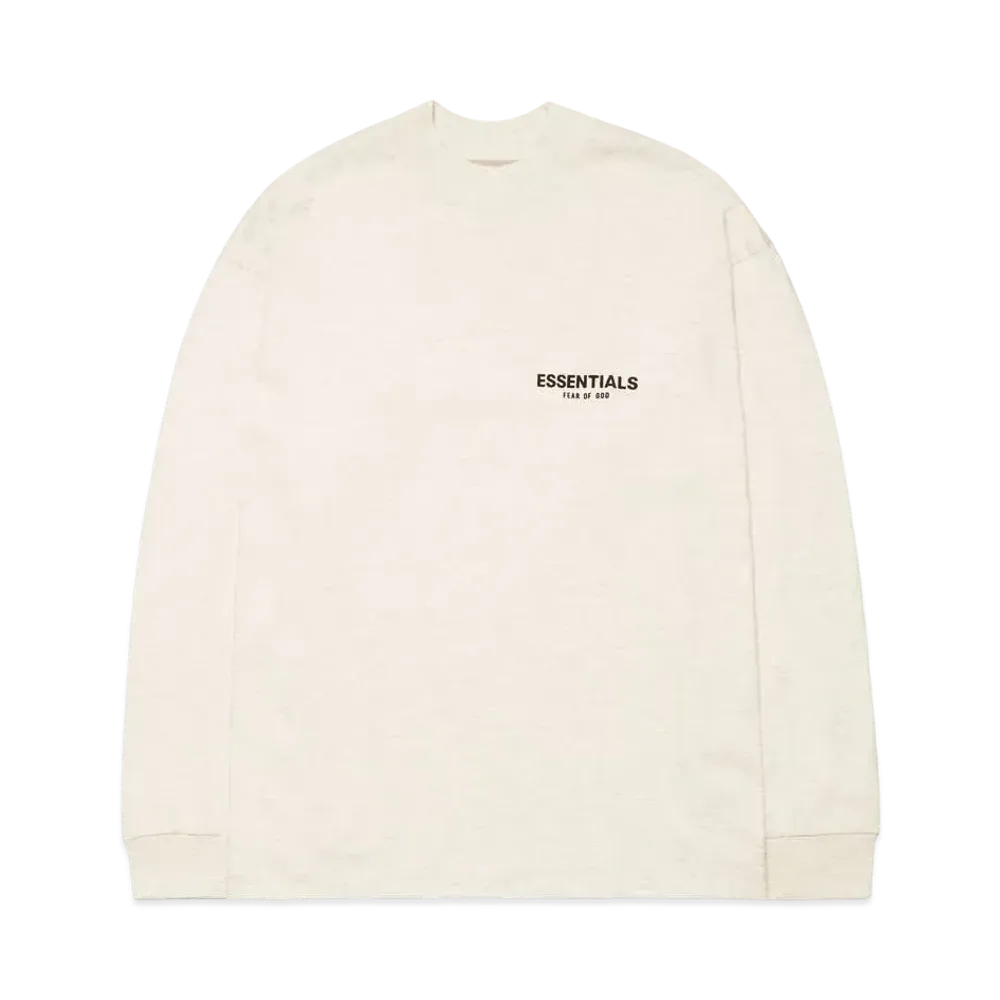 FEAR OF GOD ESSENTIALS BLACK ESS LOGO LS TEE "Light Oatmeal"
