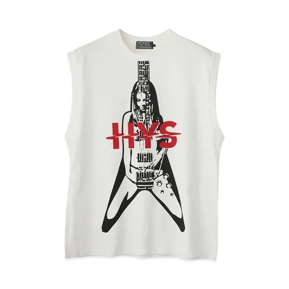HYSTERIC GLAMOUR Flying V Sleeveless T-Shirt "White"
