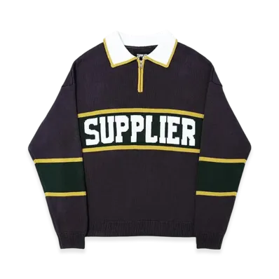 SUPPLIER College Logo Half Zip C-Logo Knit "Charcoal"