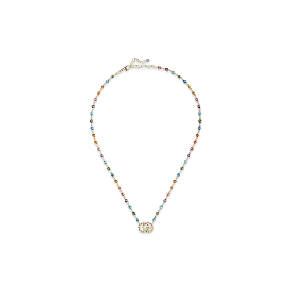 GUCCI Color Gemstone Double G Necklace