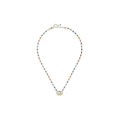 GUCCI Color Gemstone Double G Necklace