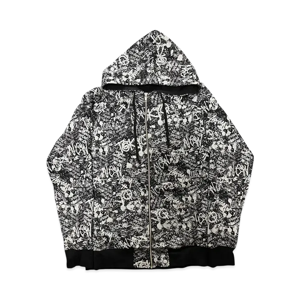 Stussy Graffiti Zip Up Hoodie "Black"