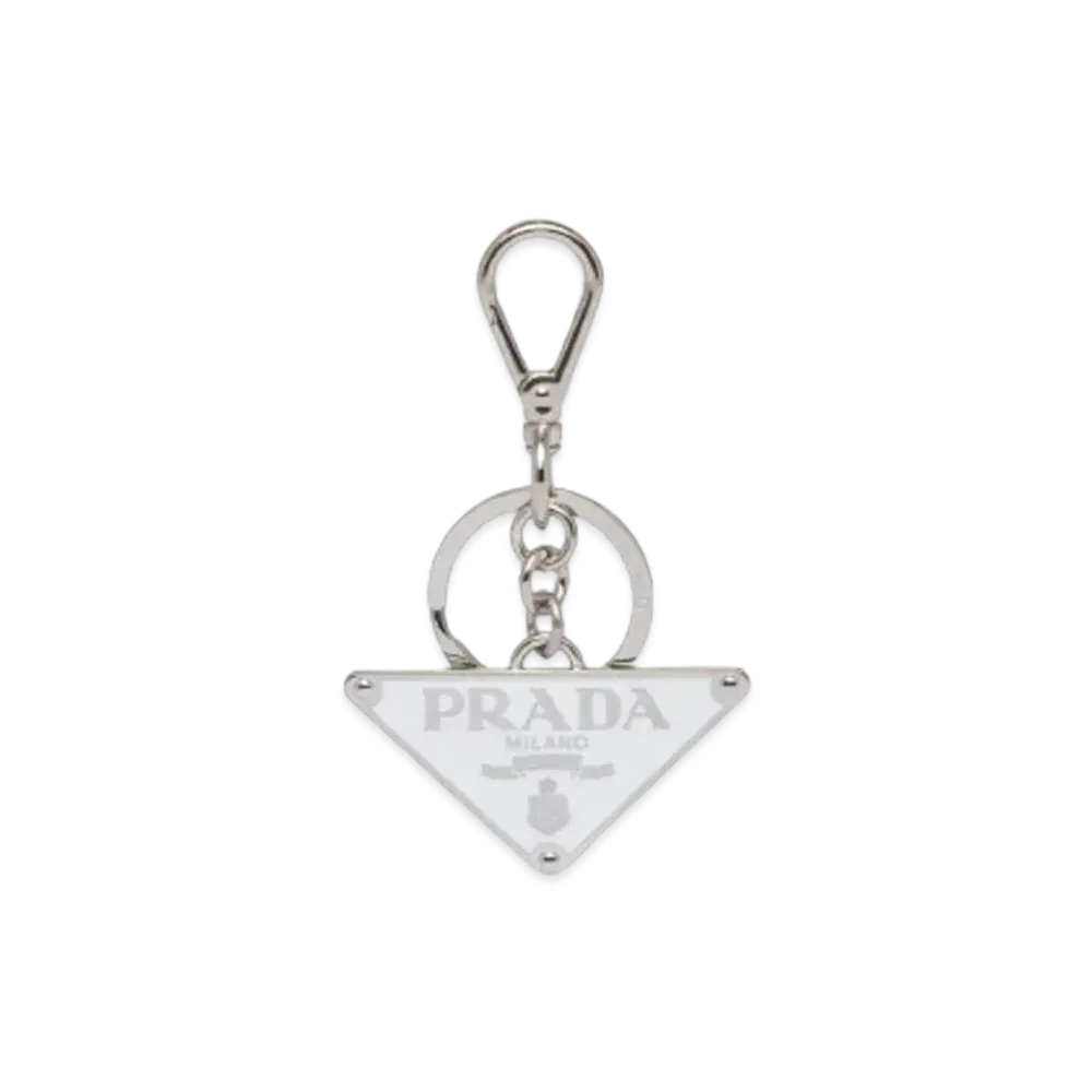 PRADA Metal Keychain "Steel/White"