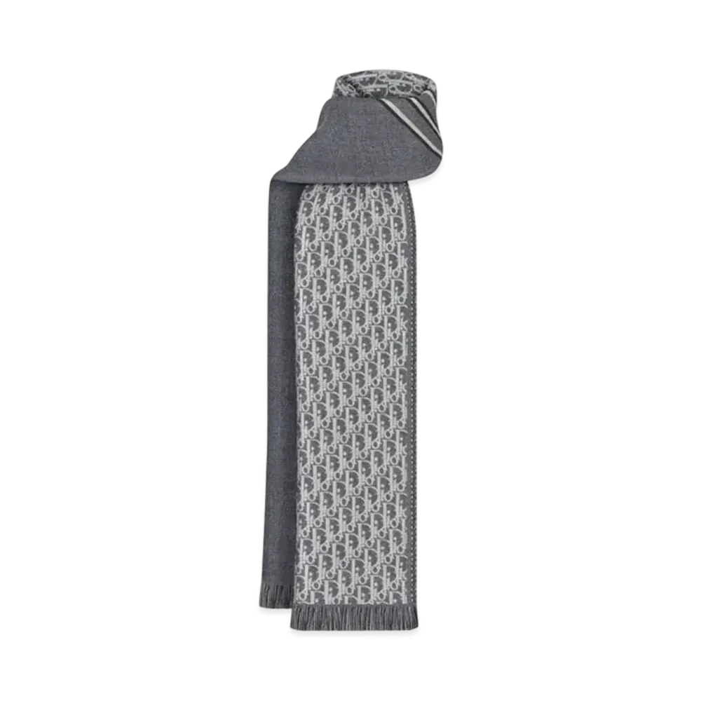 Dior Oblique Scarf Wool "Gray/White"
