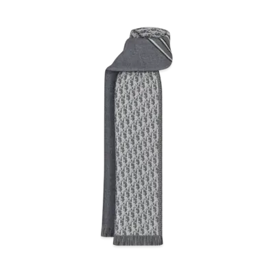 Dior Oblique Scarf Wool "Gray/White"