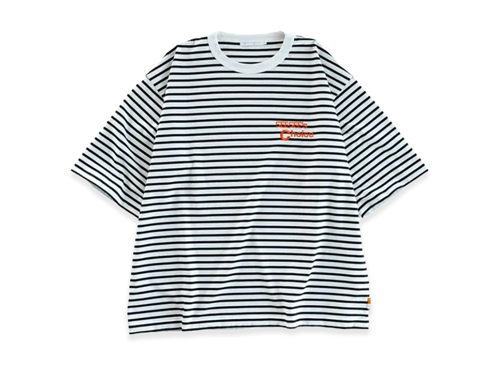 SEE SEE see see's choice Embroidered Border Tee "Black/Orange"
