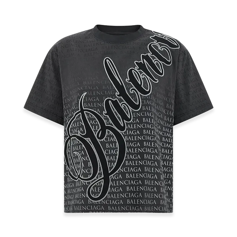 BALENCIAGA Women's 'Cursive' T-Shirt "Black"