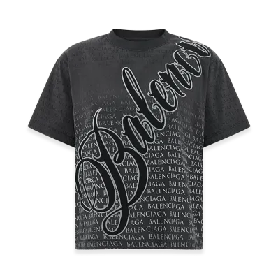 BALENCIAGA Women's 'Cursive' T-Shirt "Black"