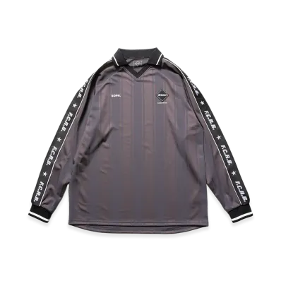 F.C.Real Bristol Shadow Weave Stripe L/S Top "Charcoal Gray"