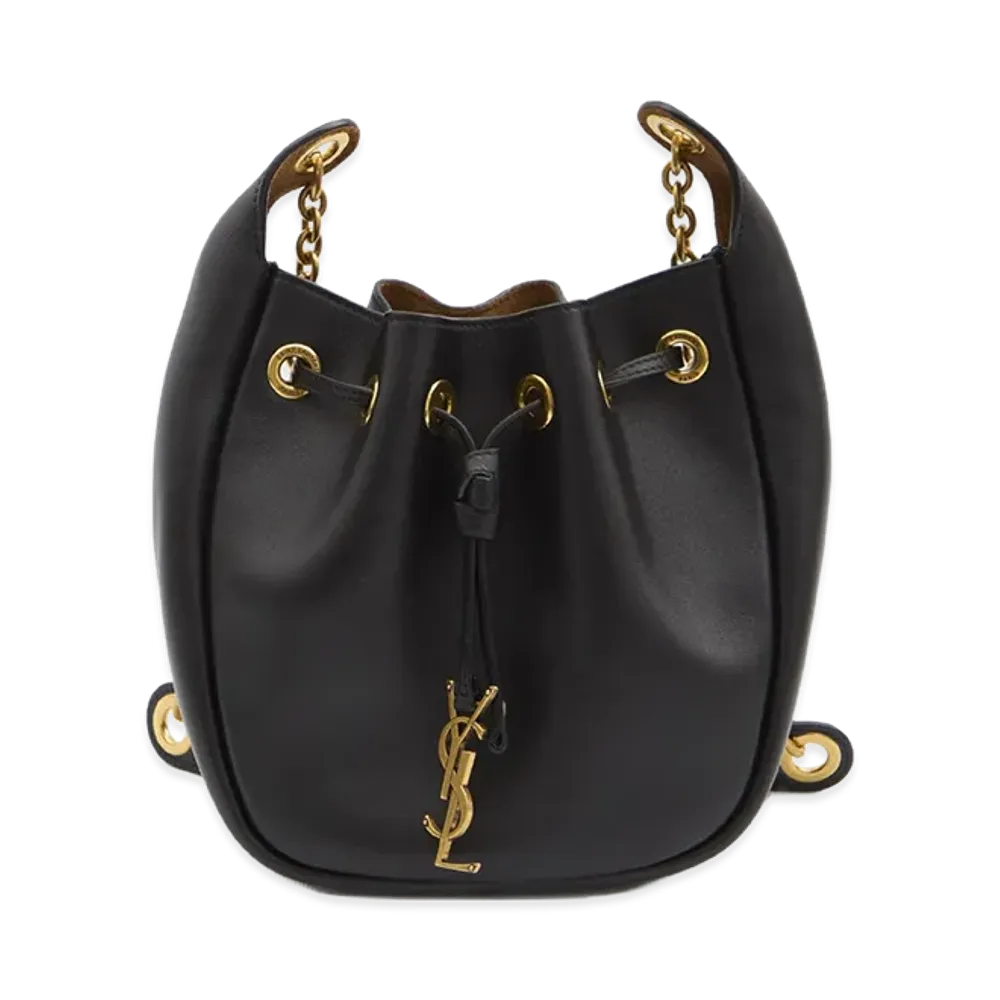 Saint Laurent Women's YSL Bo Supple Bucket Santorini Lux Calf C/Fod Co "Black"