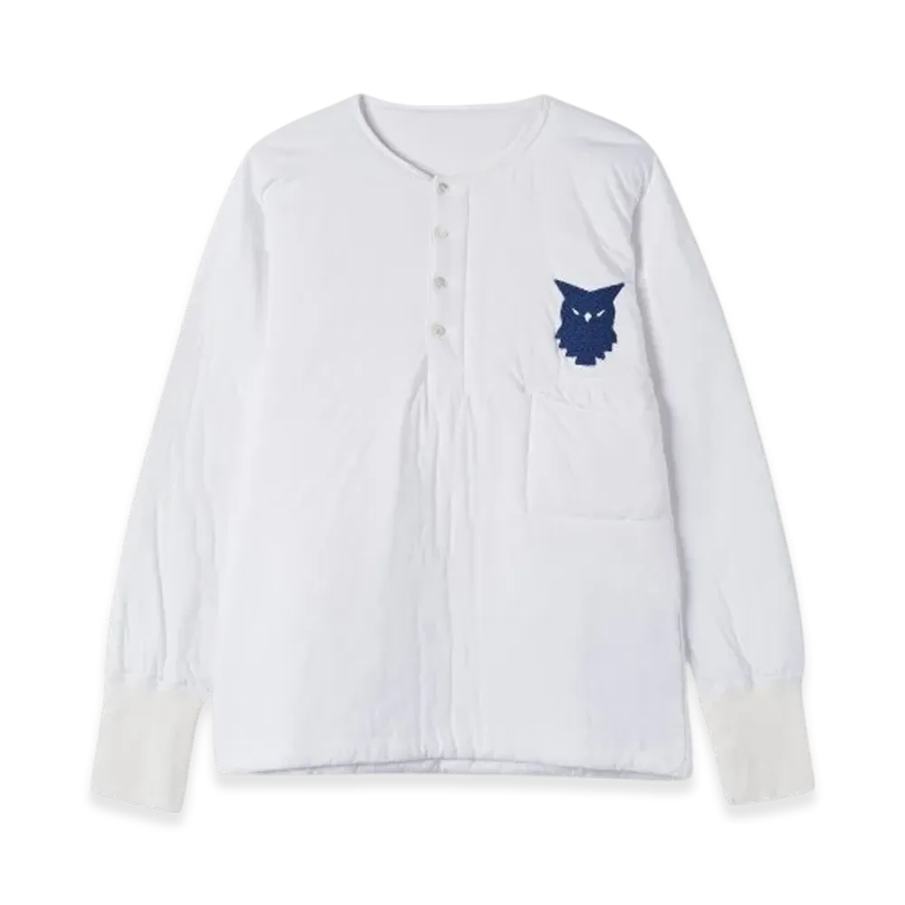 Maison Margiela Owl Logo Padding Effect Henley Neck Sweatshirt "White"