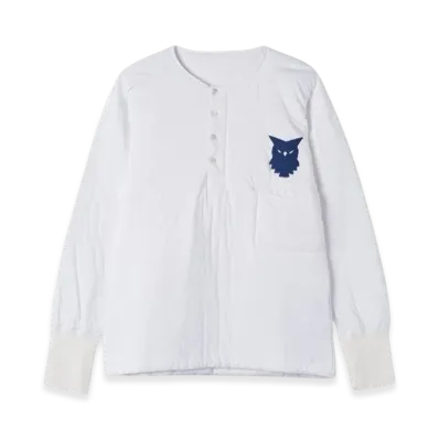 Maison Margiela Owl Logo Padding Effect Henley Neck Sweatshirt "White"