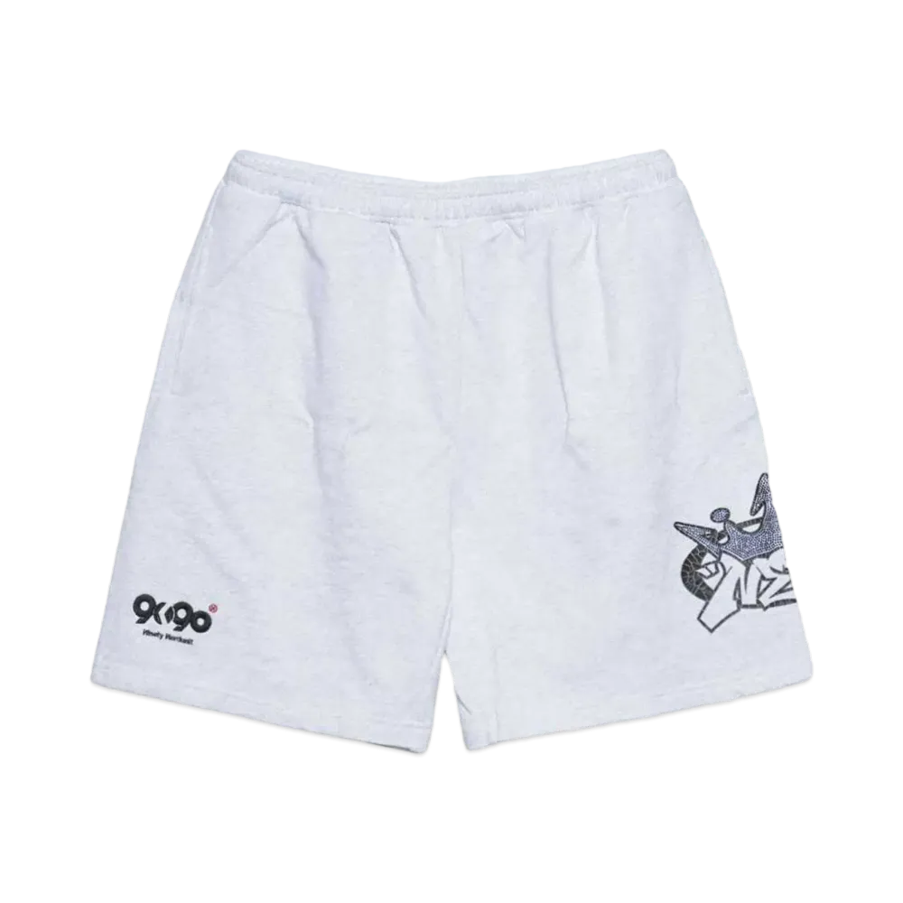 9090 9090 x NERDUNIT King Logo Sweat Half Pants "Heather White"