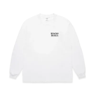 WACKO MARIA Washed Heavy Weight Long Sleeve T-Shirt "White"