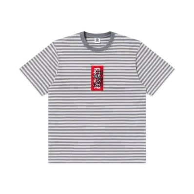 BlackEyePatch Striped HWC Label Tee "Heather Gray"
