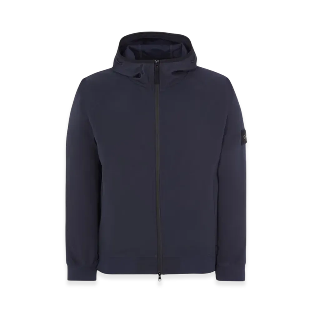 Stone Island 40927 Light Soft Shell-R E.Dye Technology Recycled Polyester Hooded Jacket - 23SS "Navy Blue"