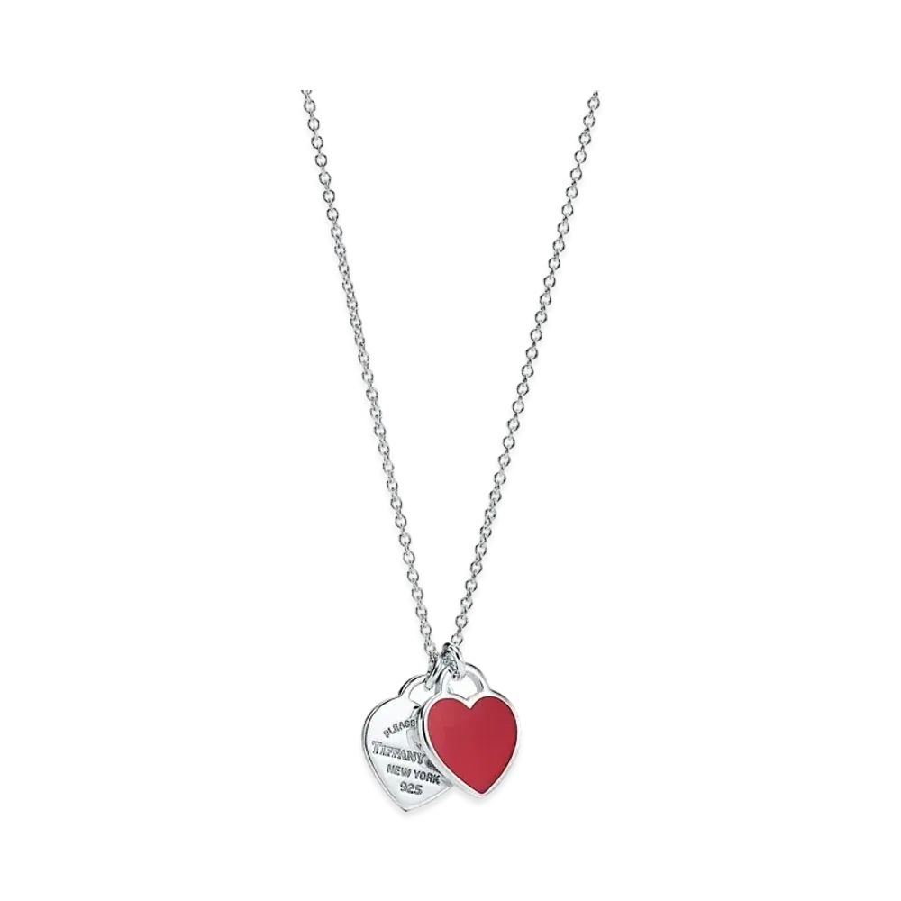 Tiffany & Co. Return to Tiffany Red Double Heart Tag Pendant "Silver"