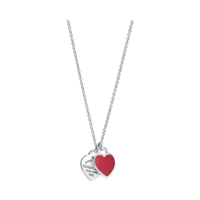 Tiffany & Co. Return to Tiffany Red Double Heart Tag Pendant "Silver"