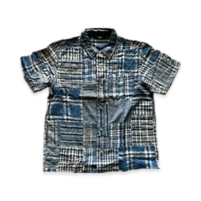 RRL Ralph Lauren Indigo Patchwork Camp Shirt "Navy"