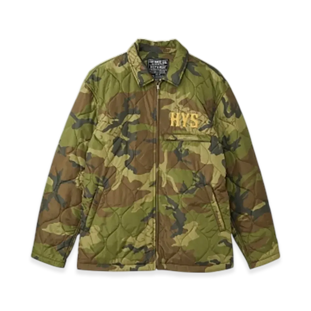 HYSTERIC GLAMOUR Guitar Girl Michigan Embroidered Quilted Jacket "Khaki Tones"
