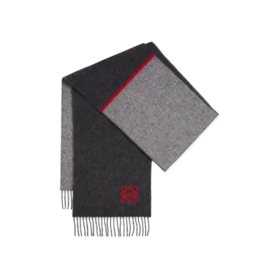 LOEWE Window Scarf In Wool And Cashmere ”Gray/Black”