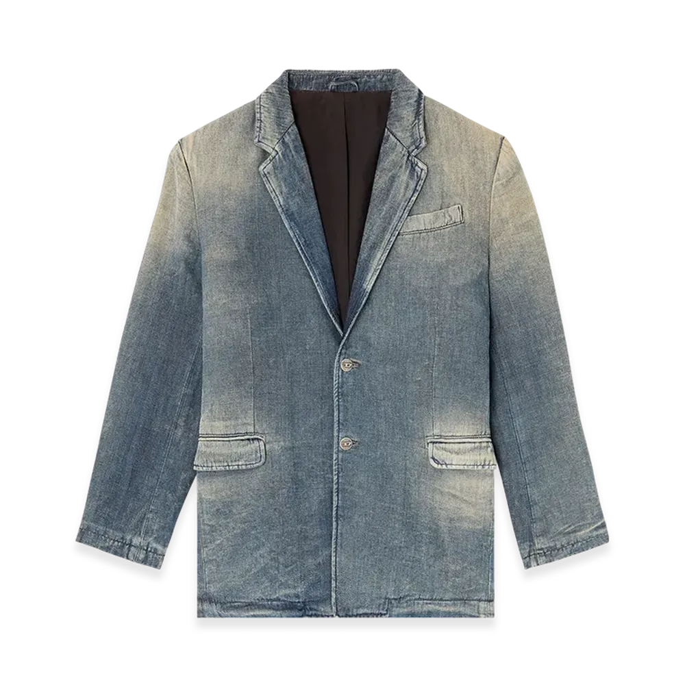 Diesel D-Reger-D Blazer in dirt-effect herringbone denim "Grey/Blue"