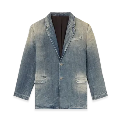 Diesel D-Reger-D Blazer in dirt-effect herringbone denim "Grey/Blue"