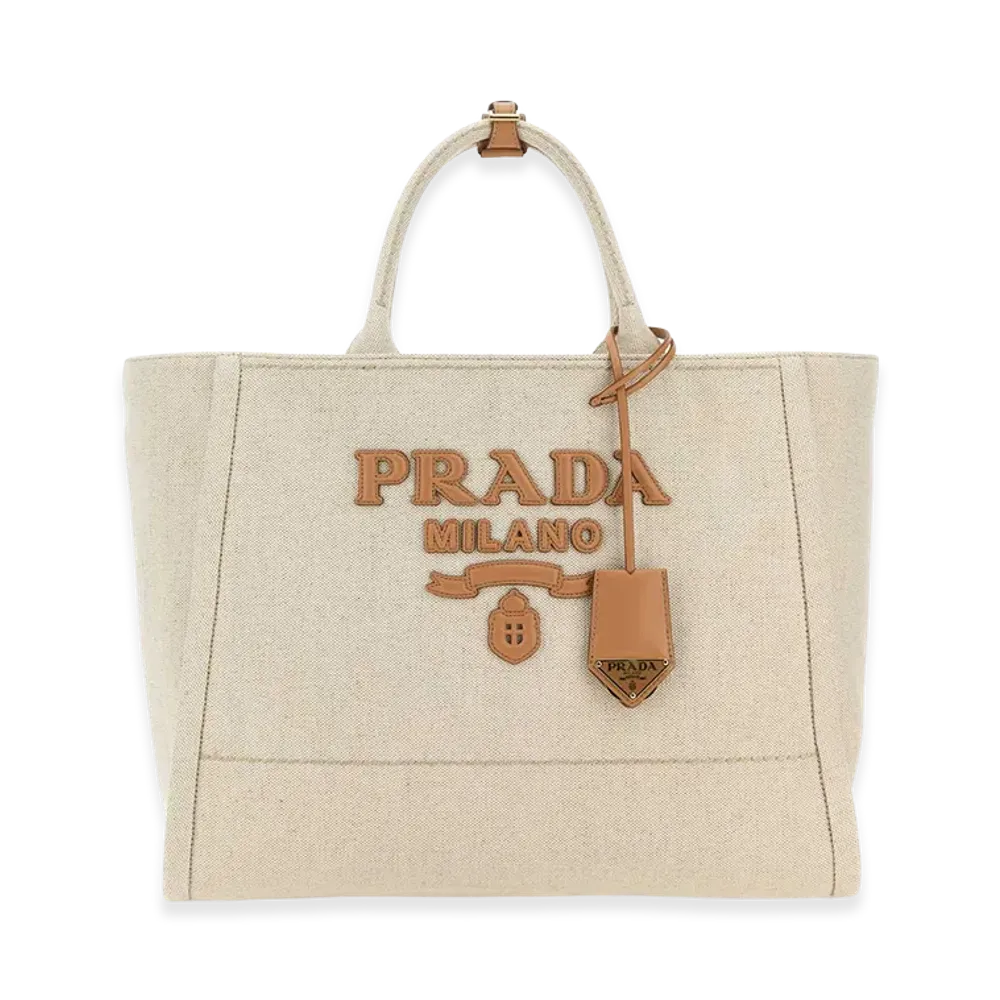 PRADA Women's Canvas Shopping Bag "Sand Beige"