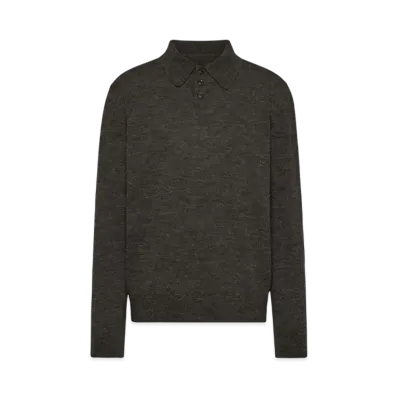 Maison Margiela Men's Elbow Patch Wool Polo "Charcoal"