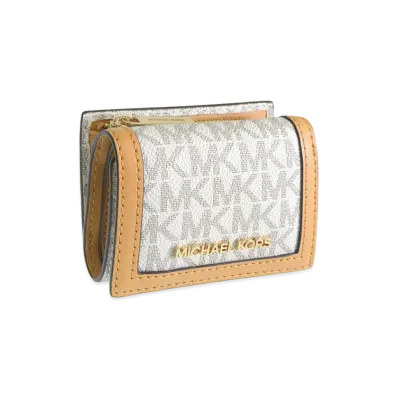 MICHAEL KORS Women's Jet Set Travel Trifold Wallet "White/Beige"