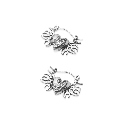 X-Girl Women's Tribal Heart Charm Earrings "Silver"