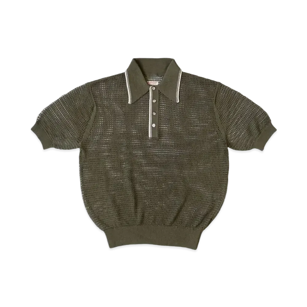 KAPITAL 12G Mesh Knit Carol Polo "Khaki"