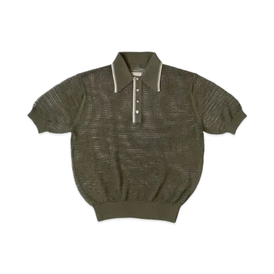 KAPITAL 12G Mesh Knit Carol Polo "Khaki"