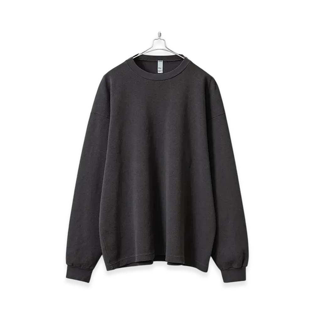 Los Angeles Apparel Long Sleeve Heavy Thermal Crew Neck T-Shirt Made in USA "Vintage Black"