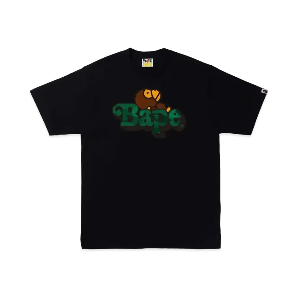 A BATHING APE COLOR CAMO MILO ON BAPE TEE "Black Green"