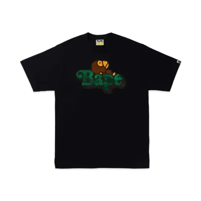 A BATHING APE COLOR CAMO MILO ON BAPE TEE "Black Green"