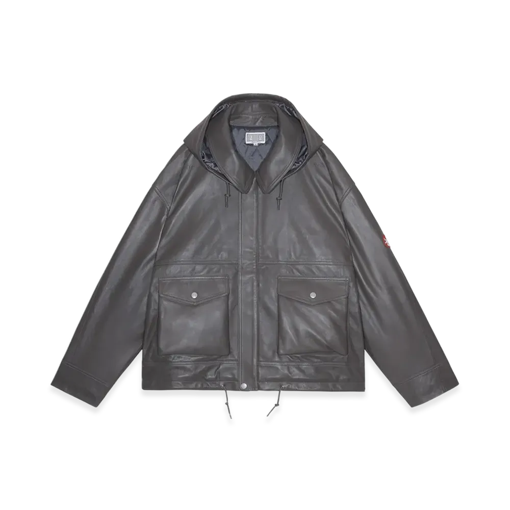 MIN-NANO x Cav Empt (C.E) Leather Zip Jacket "Brown"